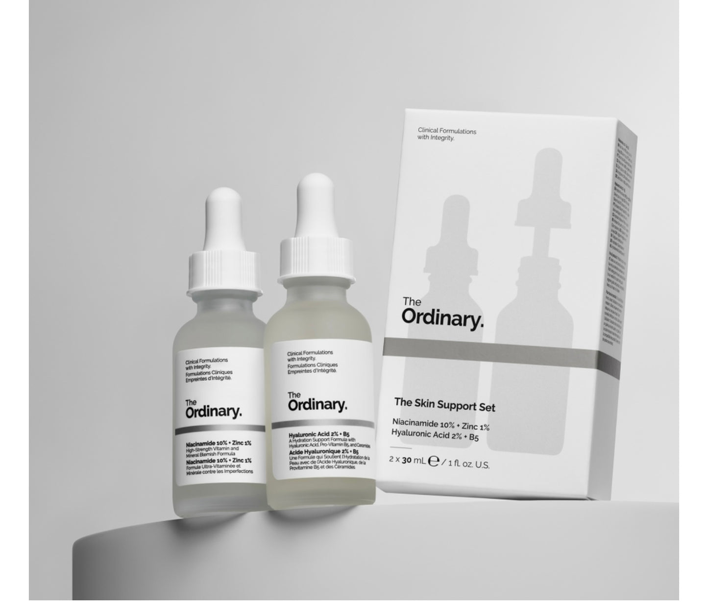 The ordinary the skin support set niacinamide + hyaluronic acid 30 ml